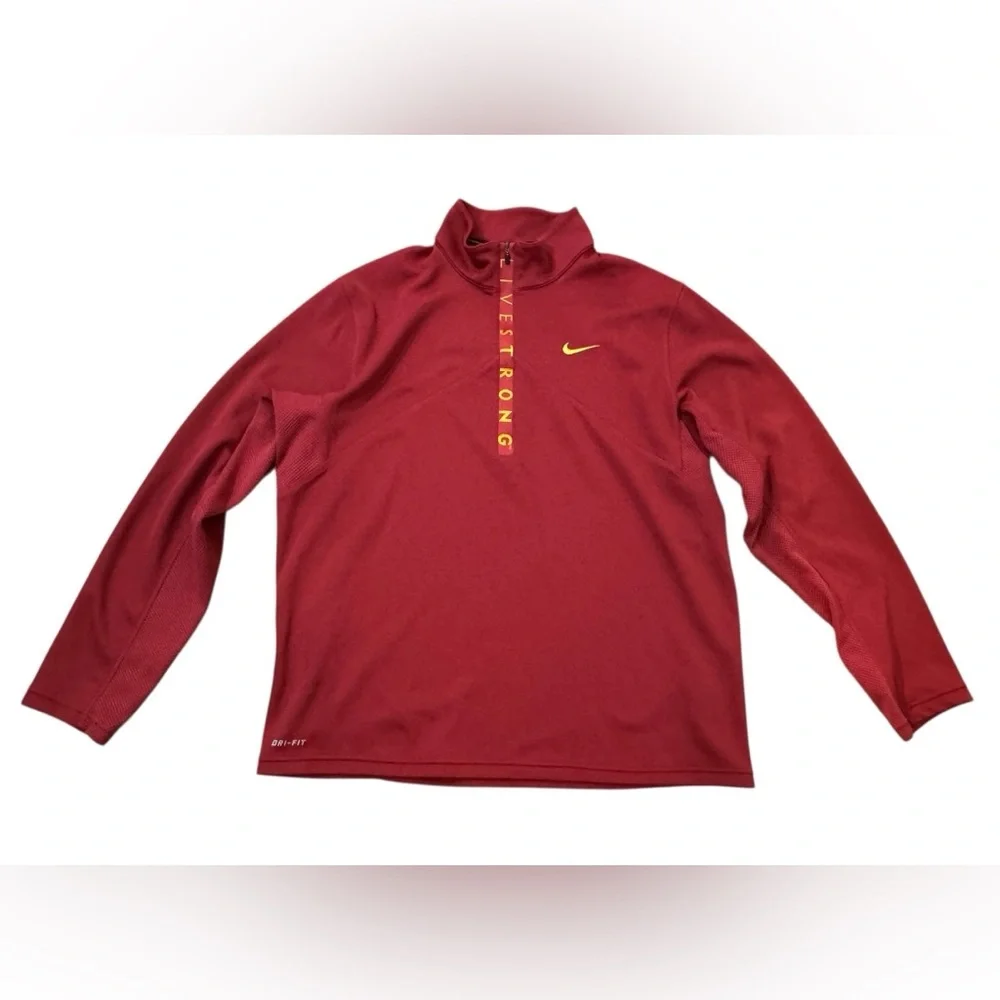Nike Livestrong Men’s Dri-Fit Red & Yellow Track Jacket 1/4 Zip Pullover, XL